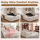Advwin 132cm Corduroy Chaise Lounge Chair with Cushion