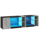 Advwin 160cm LED TV Unit with Adjustable Glass Shelves