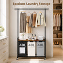 Advwin 3 Section Rolling Laundry Basket with Hanging Rack