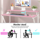 Advwin 80cm Computer Desk with Monitor Stand Pink