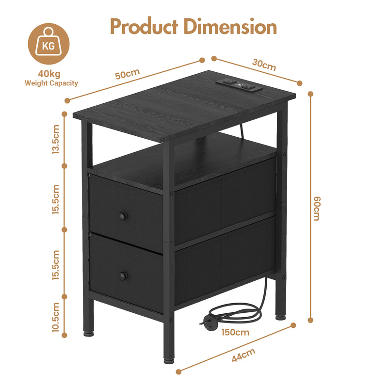 Advwin Bedside Table w/ AC Outlets and USB Ports (Pre-Order)