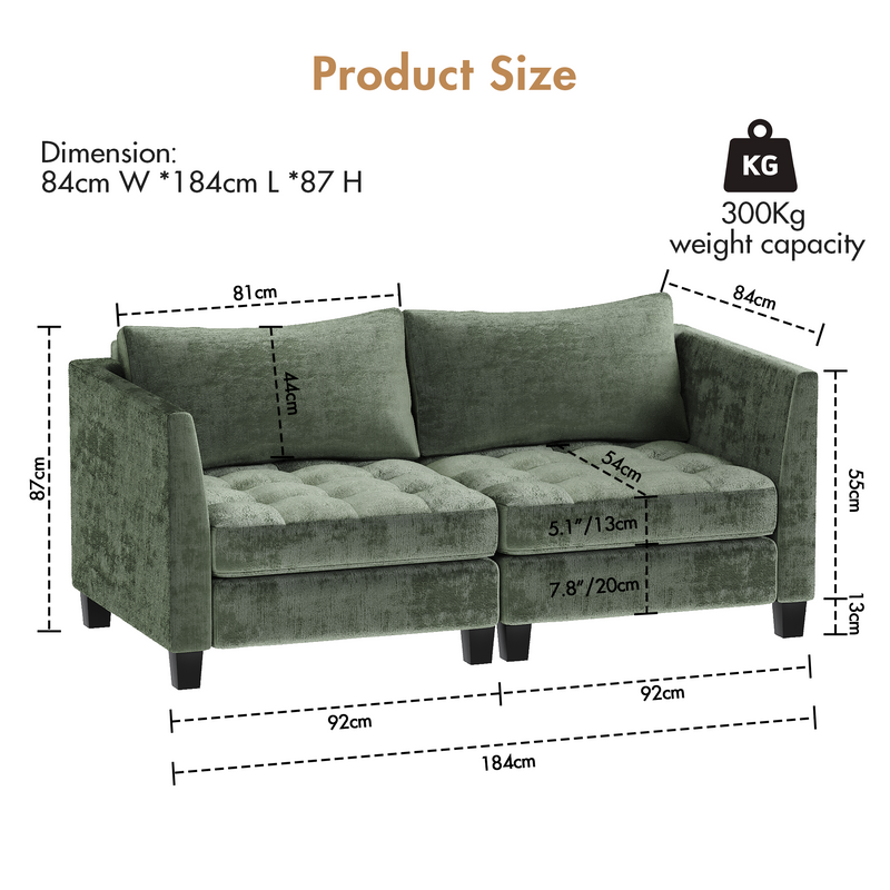 Advwin Modern Loveseat Sofa 2 Seaters