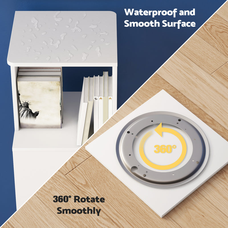 Advwin 4-Tier 360 Rotating Corner Bookshelf White