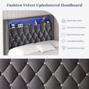 Advwin LED Bed Frame with Velvet Upholstered Headboard