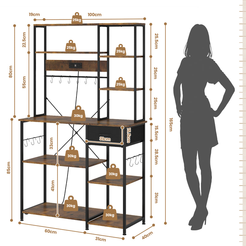 Advwin 6 Tiers Large Bakers Rack with Power Outlets
