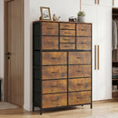 Advwin Tall Dresser with 16 Fabric Drawers Rustic Brown