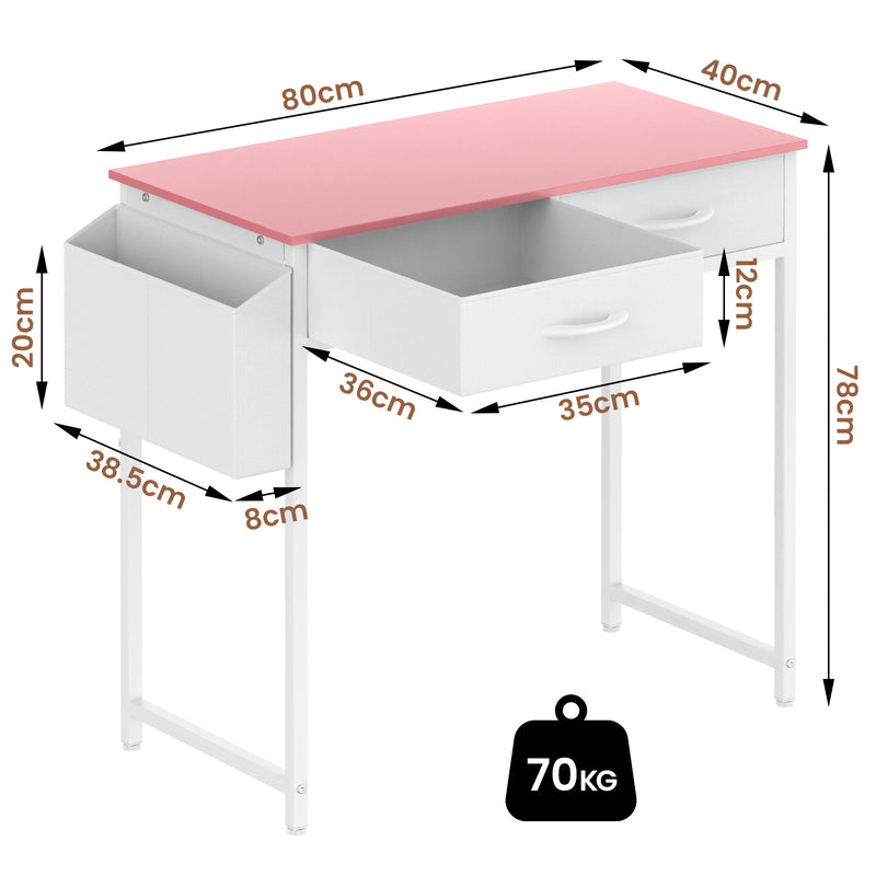Advwin 80cm Small Desk with 2 Drawers and Storage Bag