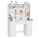 Advwin Dressing Table with LED Mirror & 9 Drawers White