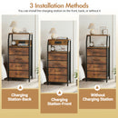 Advwin Bedside Table with 4 Drawers and Charging Station