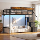 Advwin Single LED Loft Bed Frame w/ Storage Stairs