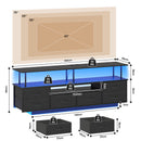 Advwin 160cm TV Unit Cabinet with Open Shelf & LED Lights