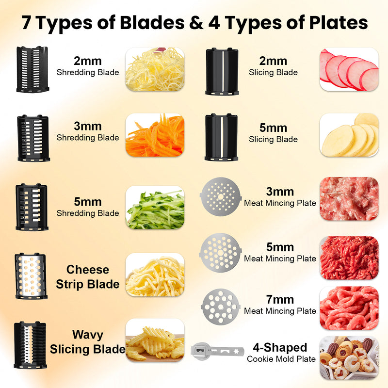 Advwin 8-IN-1 Electric Cheese Grater Multi Meat Grinder