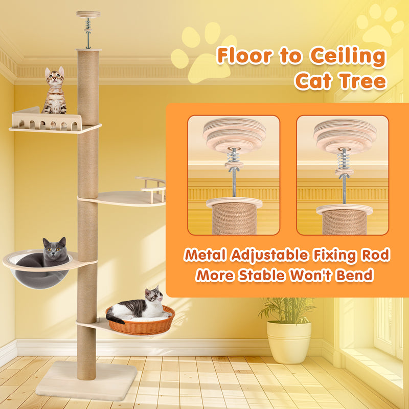 Advwin 5-Level Adjustable Cat Tree Tower 255–280cm