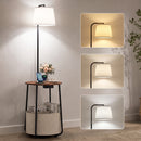 Advwin Floor Lamp with Round Side Table Rustic Brown