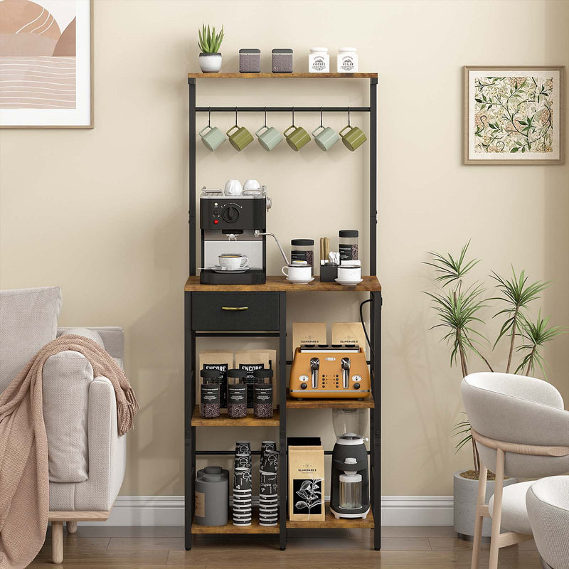 Advwin 5 Tier Coffee Bar Station with Drawer & Outlet