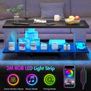 Advwin LED Coffee Table with Open Display Shelf
