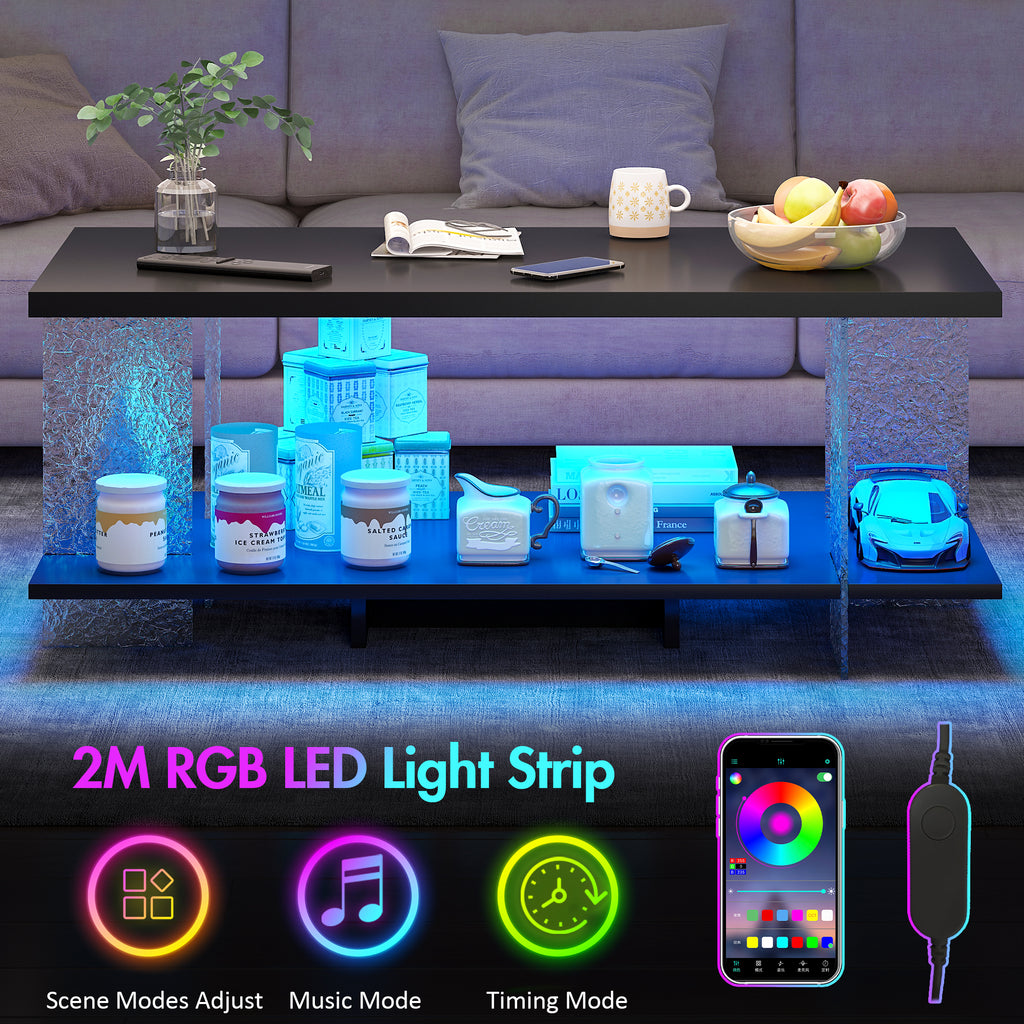 Advwin Display Advwin LED Coffee Table with Open Display Shelf