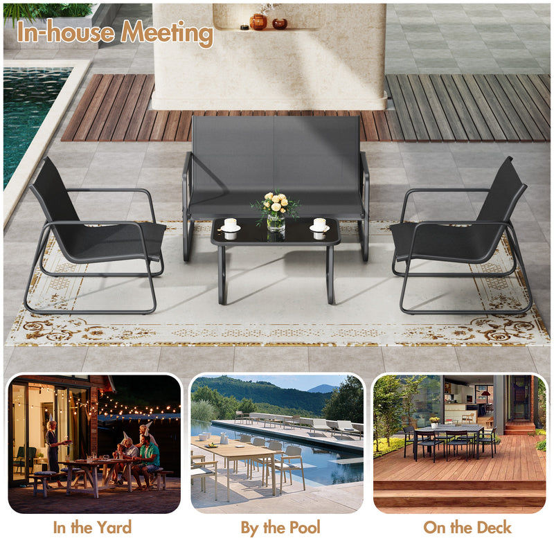 Advwin 4 Pieces Patio Furniture Set Outdoor Modern
