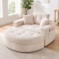 Advwin Oversized Round Chaise Lounge Sofa with Ottoman