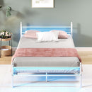 Advwin Metal Platform Bed Frame w/ Headboard White