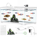 Advwin Fish Tank 50L with Artificial Hill 3-Color Lighting