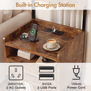 Advwin Bedside Table with Charging Station LED Lights Set of 2
