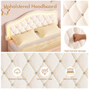 Advwin LED Velvet Bed Frame w/ Adjustable Headboard Double