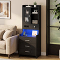 Advwin 125cm Tall Bedside Table with Charging Station