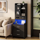 Advwin 125cm Tall Bedside Table with Charging Station