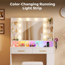 Advwin Dressing Table Stool Set w/ LED Lights & Storage