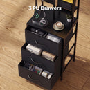 Advwin LED Bedside Table with Charging Station & 3 Drawers
