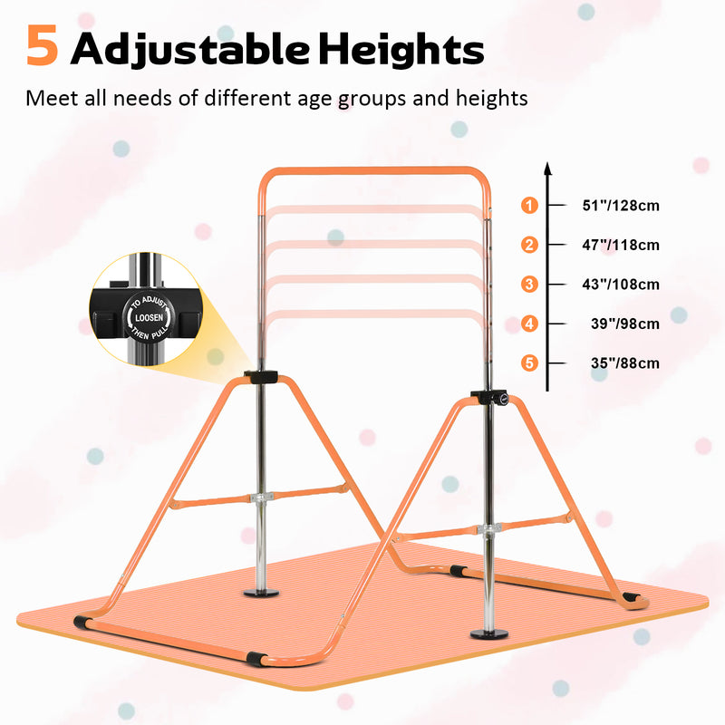 Advwin Kids Gymnastics Bar with Swing & Mat & Rings