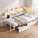 Advwin Single Corner Bed Frame with Foldable Desk