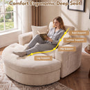 Advwin Oversized Round Chaise Lounge Sofa with Ottoman