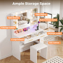Advwin Dressing Table Stool Set w/ LED Lights & Storage