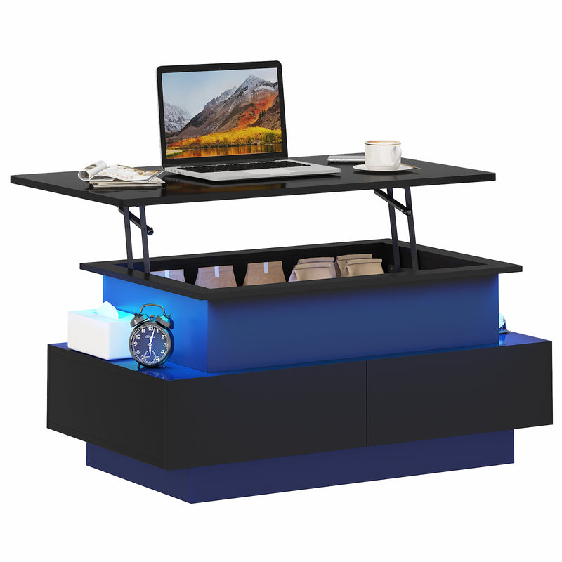 Advwin Lift Top Coffee Table with LED Lights