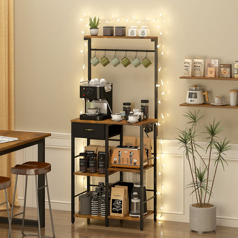 Advwin 5 Tier Coffee Bar Station with Drawer & Outlet