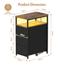 Advwin LED Narrow Bedside Table with Charging Station