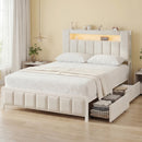 Advwin Bed Frame w/ LED Shelves & Charging Station