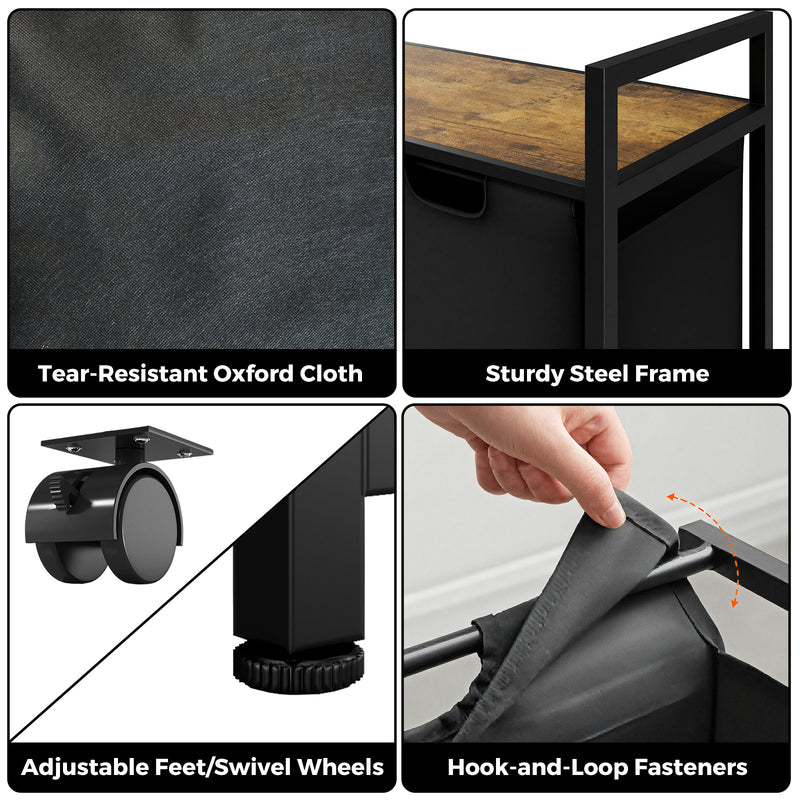 Advwin Laundry Hamper with Shelf & Removable Bags