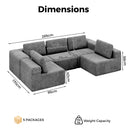 Advwin 5 Seater U-Shaped Chenille Modular Sectional Sofa