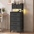 Advwin LED Bedside Table 6 Fabric Drawers Charging Station