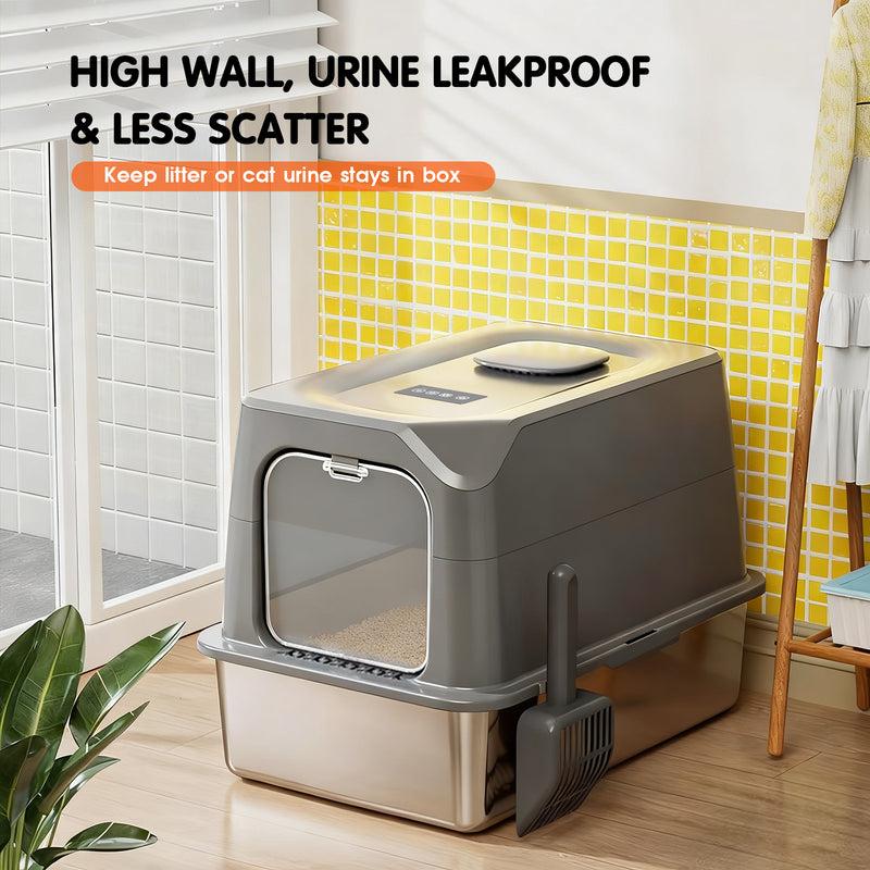 Advwin XL Stainless Steel Cat Litter Box with Lid