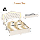 Advwin LED Velvet Bed Frame w/ Adjustable Headboard Double