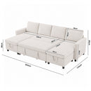 Advwin 253cm U Shaped Corduroy Sectional Sofa w/ Pull Out Bed