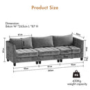 Advwin 3-Seater Chenille Sectional Couch 265cm Gray