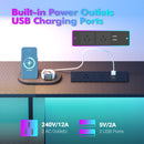 Advwin Gaming Desk with LED Lights Printer Storage Shelf