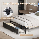 Advwin Bed Frame with RGB LED and Charging Station Grey