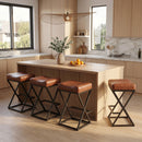 Advwin Set of 4 PU Leather Bar Stools with Footrest