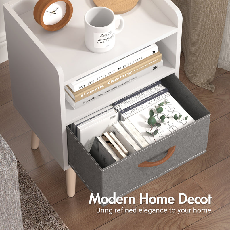 Advwin Bedside Table Fabric Drawer Side Tables(Pre_Order)